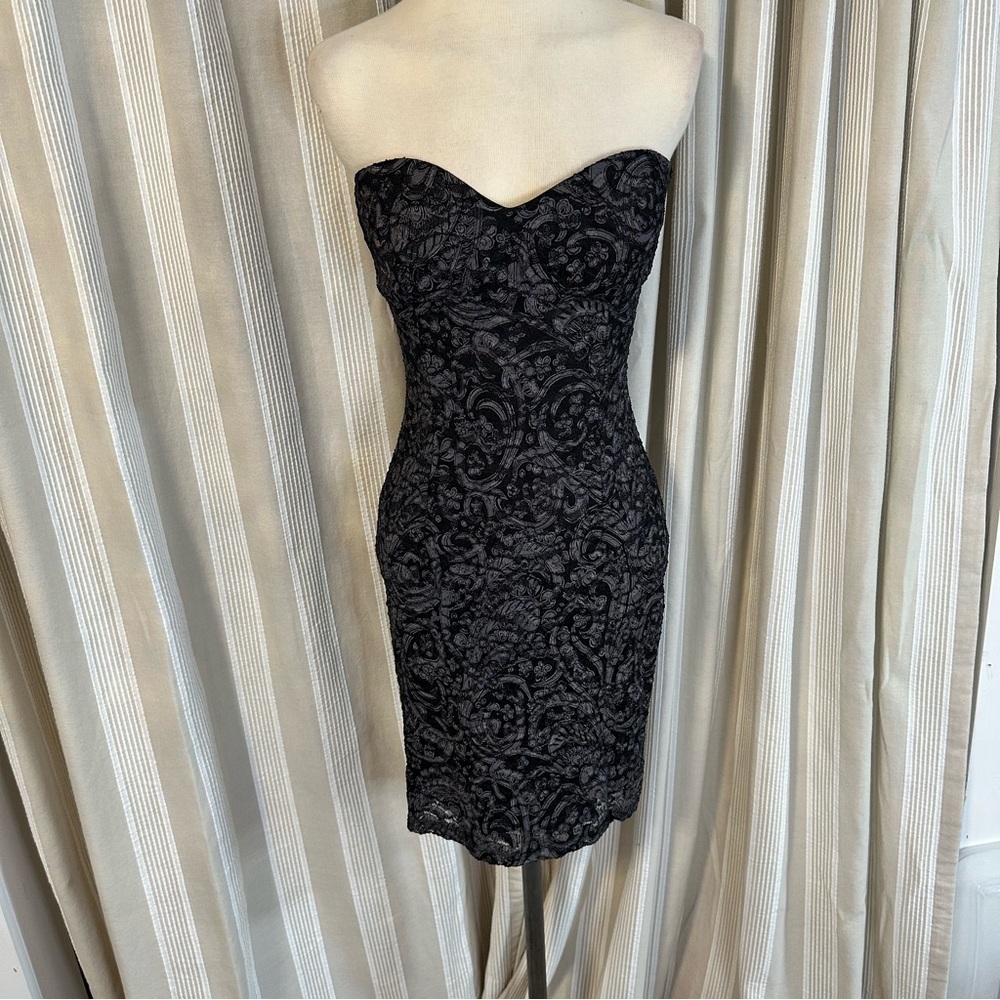 Y2K Mystic Black Lace Tube Bodycon Dress Size Small/Medium